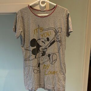 Disney Gray Long Sleep PJ Shirt Shirt with Mickey Mouse Design